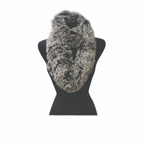 RIFLESSI Faux-Fur Heather Gray Infinity Scarf - Picture 2 of 3